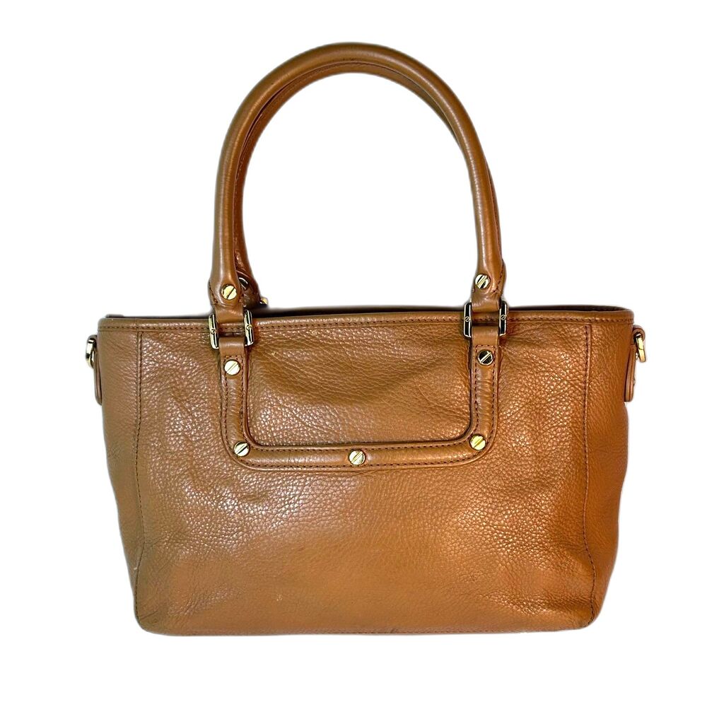 Tory Burch Amanda Caramel Tan Pebble Leather Dual Handle Satchel Tote Bag - Picture 5 of 16
